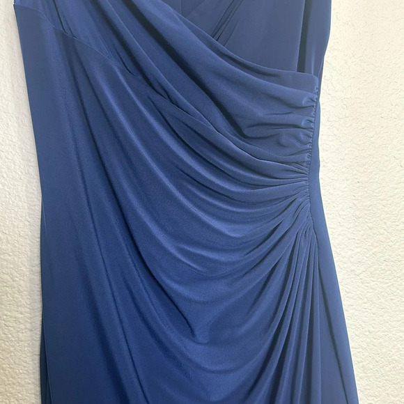 Lauren Ralph Lauren Evening Dress Navy Blue Side Ruched Midi Womens Size 2 - Picture 5 of 13